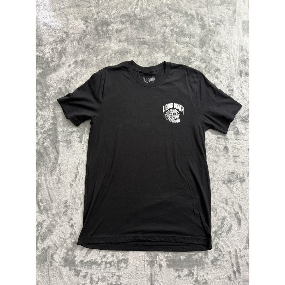 Liquid Death Shirt Mens Large Black Mountain Water Skull Graphic Tee T-Shirt